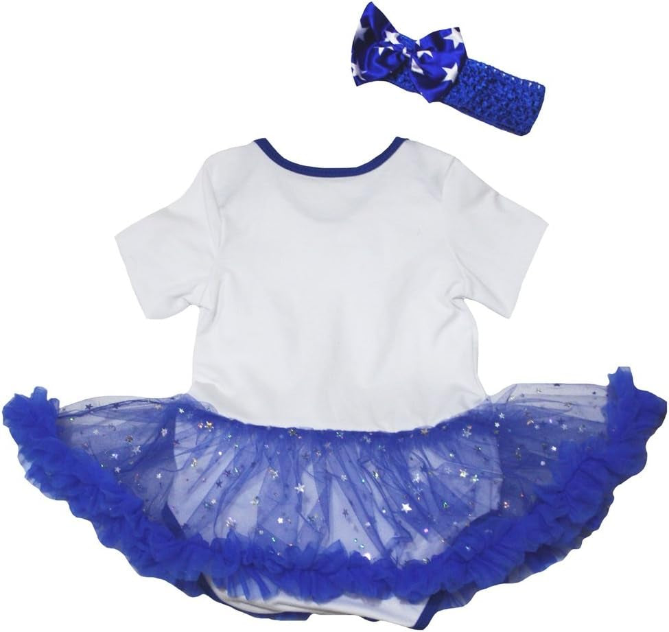 My 1St 4Th of July White Bodysuit Star Blue Tutu Shoes Nb-18M