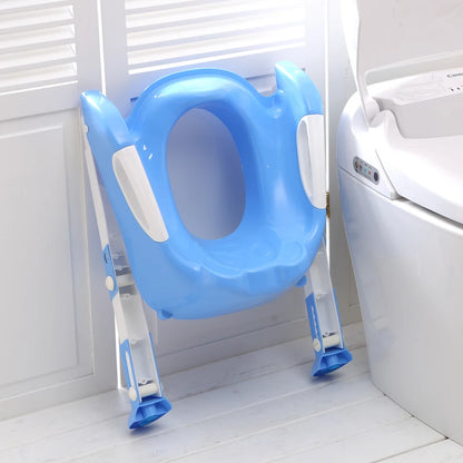 New Fold Baby Potty Training Seat with Adjustable Step Stool Toilet Training Potties Kids Safety Handle Auxiliary Urinal Potties