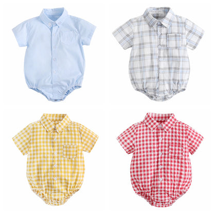 Cotton Baby Boys Bodysuits Fashion Newborn Clothes for Baby Boy Short Sleeve Summer Baby Clothing Plaid