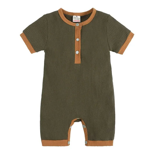 Fashion Solid Color Baby Romper Summer Baby Boy Clothes Cotton Linen Short Sleeve Infant Romper Newborn Clothing 3-18 Months