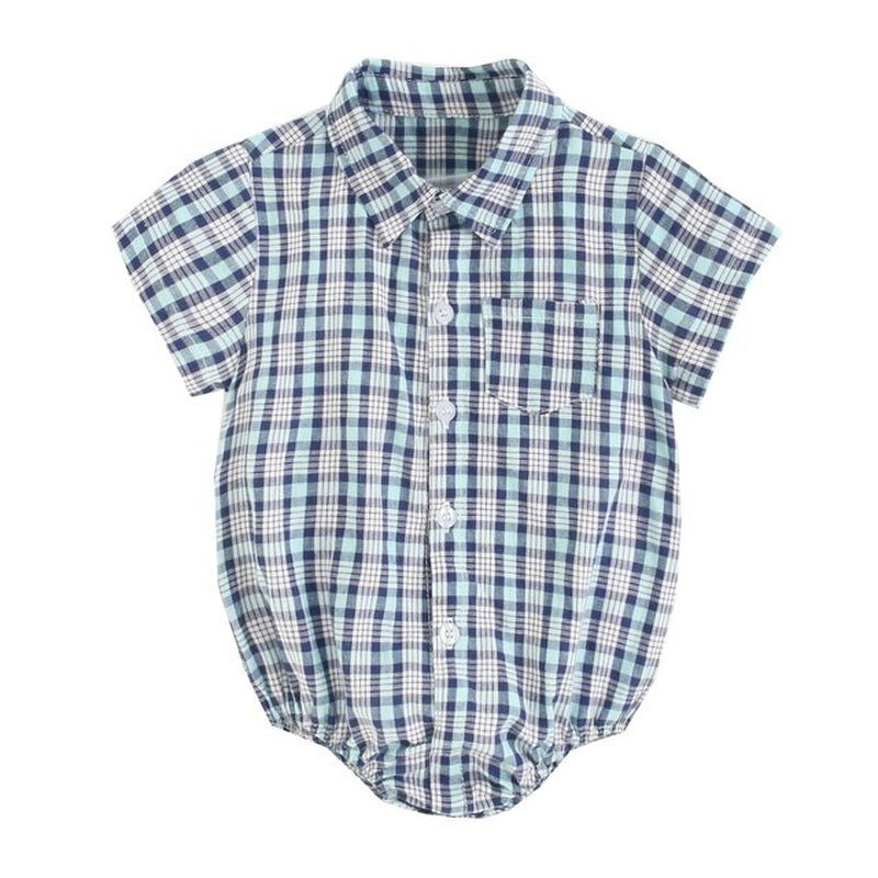 Cotton Baby Boys Bodysuits Fashion Newborn Clothes for Baby Boy Short Sleeve Summer Baby Clothing Plaid