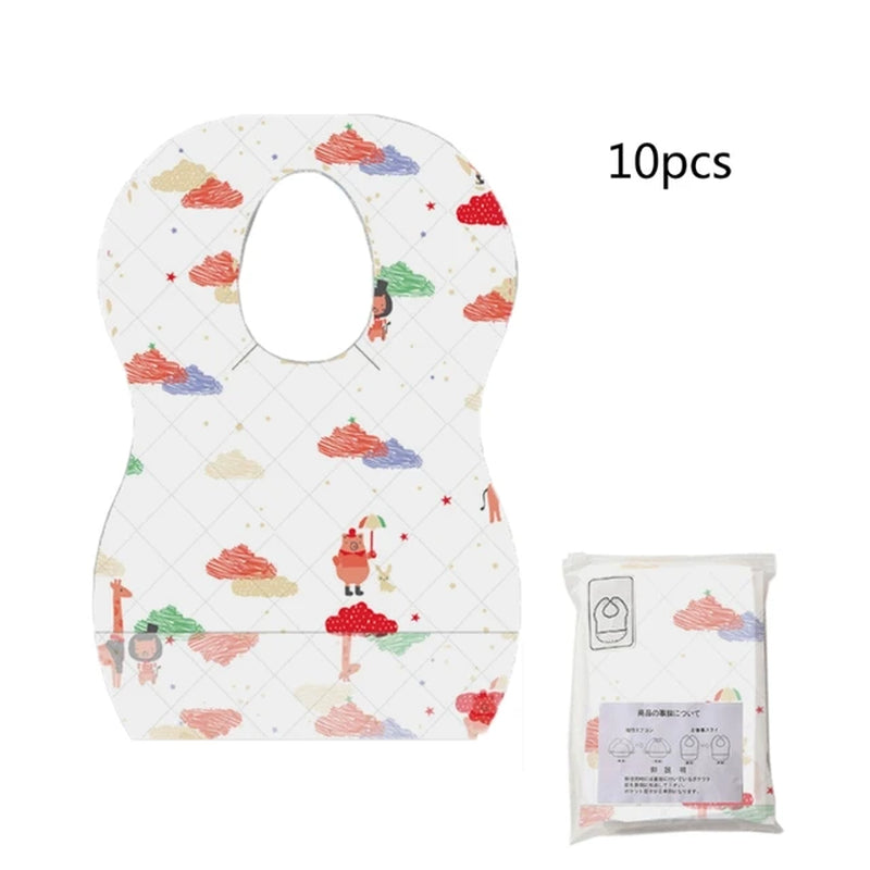 10/20Pcs/Lot Sterile Disposable Bib Children Baby Waterproof Eat Bibs with Pocket Baby Kid Scarf Bib Saliva Towel Bib Convenient