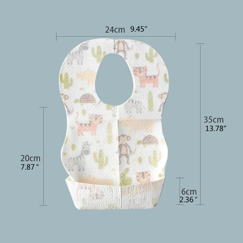 10/20Pcs/Lot Sterile Disposable Bib Children Baby Waterproof Eat Bibs with Pocket Baby Kid Scarf Bib Saliva Towel Bib Convenient