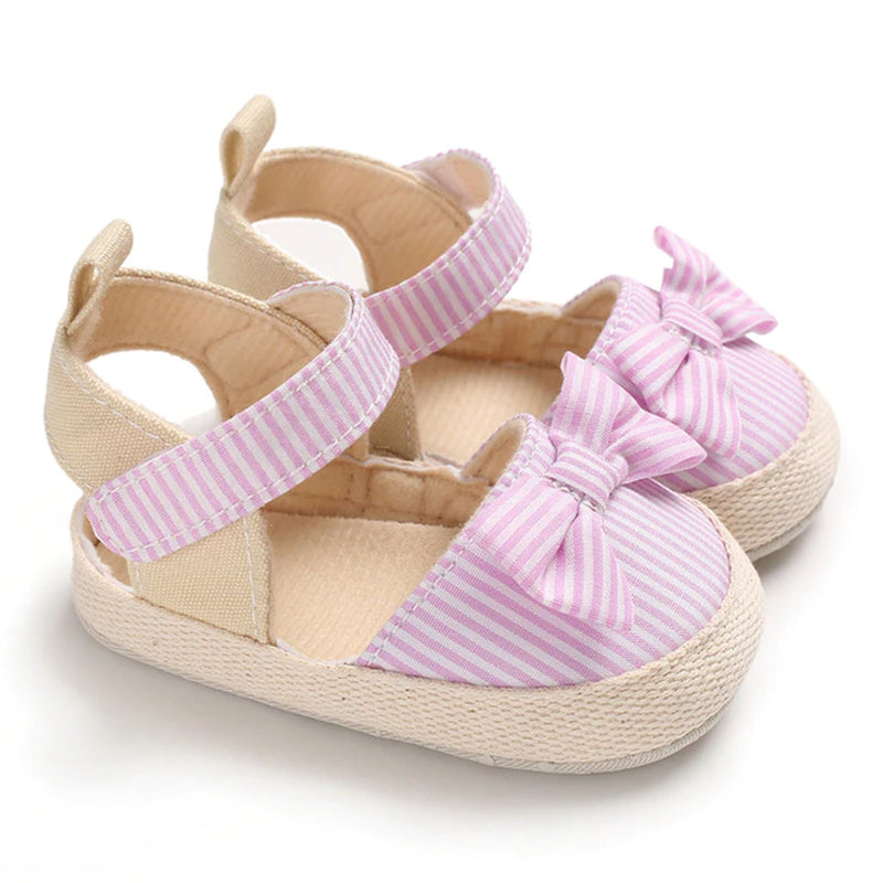 Baby Girls Sandals Canvas Bowknot Toddlers Newborn Infantil Sandals Summer Infant Baby Girls Soft Crib Shoes Infants Sandals