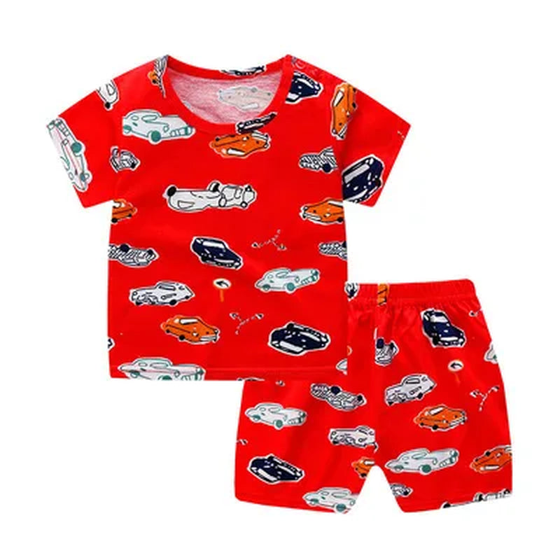 2021 New Summer Children Clothing Set Cotton Cartoon Kids Baby Boys Girls Suit Set 2-Pieces Baby Clothes