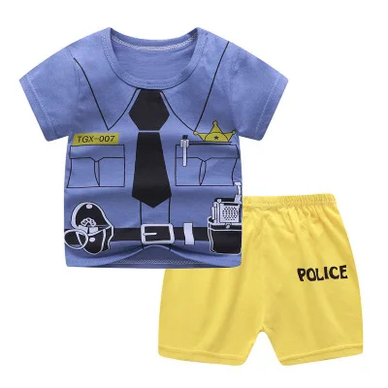 2021 New Summer Children Clothing Set Cotton Cartoon Kids Baby Boys Girls Suit Set 2-Pieces Baby Clothes