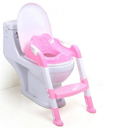 New Fold Baby Potty Training Seat with Adjustable Step Stool Toilet Training Potties Kids Safety Handle Auxiliary Urinal Potties