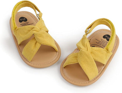 Infant Baby Girls Summer Sandals with Flower Soft Sole Newborn Toddler First Walker Crib Dress Shoes